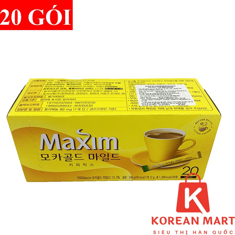 Cà phê hòa tan Hàn quốc MAXIM MOCHA GOLD hộp 20 gói x 12g