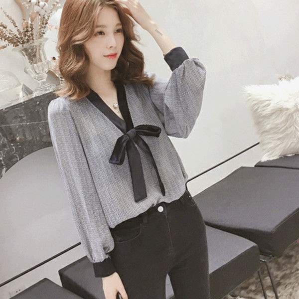 Áo sơ mi chiffon tay dài dáng rộng thời trang phương Tây cho phụ nữ trung niên