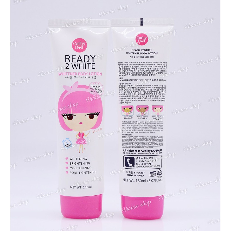 01 Dưỡng Thể Trắng Da Tức Thì Ready 2 White Body Lotion Cathy Doll Thái Lan 150ml