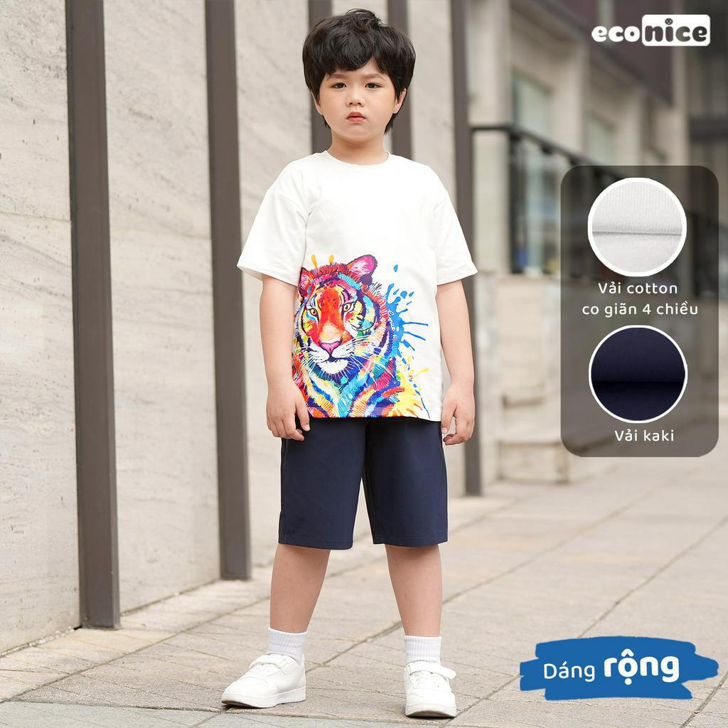 Đồ bộ quần áo thun cotton cho bé trai mặc mùa hè Econice E. Size đại trẻ em 2, 3, 4, 5, 6, 7, 8, 9, 10, 12 tuổi