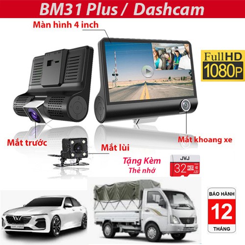 [TẶNG THẺ NHỚ 32G] Camera Hành Trình Ô Tô 3 Mắt Bm31, Mắt Quay Siêu Nét- Cam hành trình Bảo Hành 12 Tháng | BigBuy360 - bigbuy360.vn