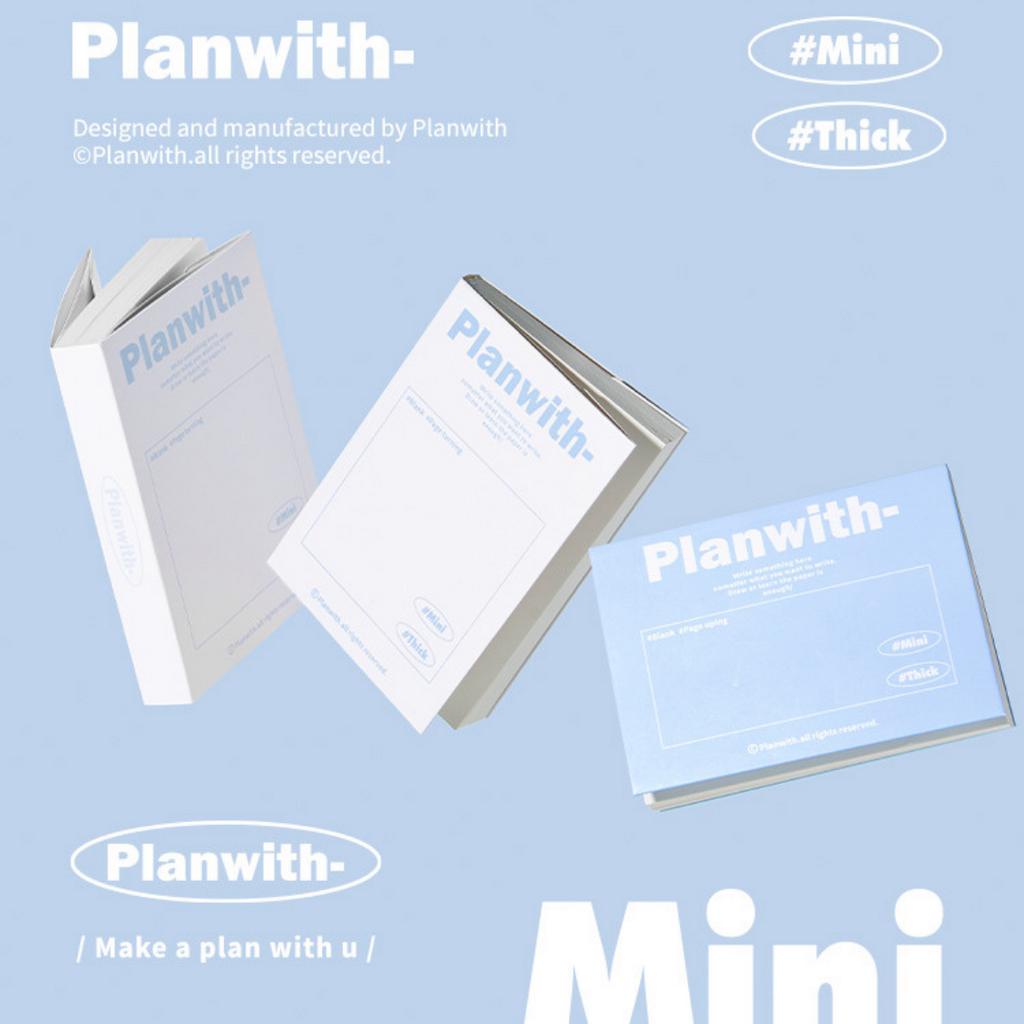 Sổ Tay Planwith Size MINI Ruột Trơn 240 Trang Giấy 100GSM Tặng Kèm Sticker