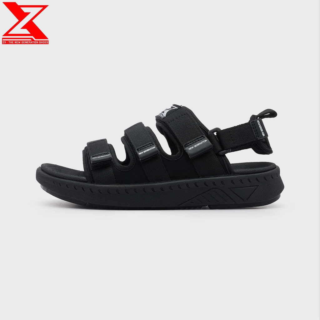 Giày Sandal ZX 3719 ALL BLACK 3 quai ngang EVA công nghệ cao quai sau tháo rời làm dép, không có khóa