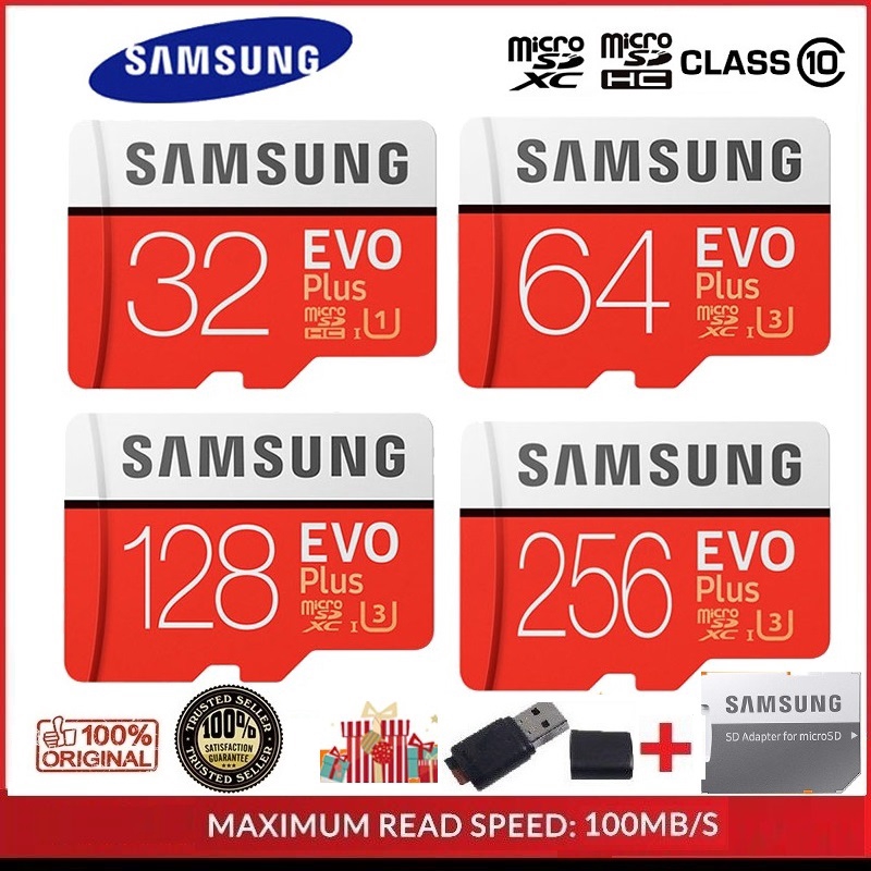 Thẻ Nhớ SAMSUNG 16/32/64/128/256GB tốc độ 100MB/S Micro SD HC Class 10 | BigBuy360 - bigbuy360.vn