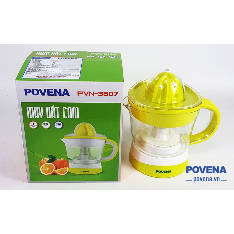 Máy Vắt Cam Povena PVN-3807 dung tích 700ml công suất 40W vắt cam siêu tiện lợi - Bảo hành 12 tháng