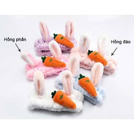 Băng đô rửa mặt, băng đô cài tóc skincare nữ cà rốt tai thỏ 3D cute vải nhung dễ thương thời trang - VHT SHOP