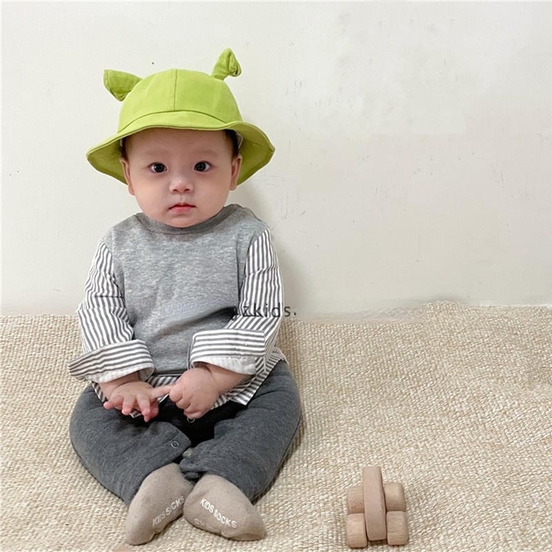 Mũ Tai Bèo Màu Xanh Lá Họa Tiết Hoạt Hình Thời Trang Xuân Thu Cho Bé