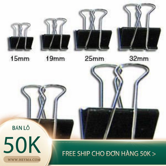 Kẹp tài liệu đen 1hộp(12cái),Kẹp bướm 15mm 19mm