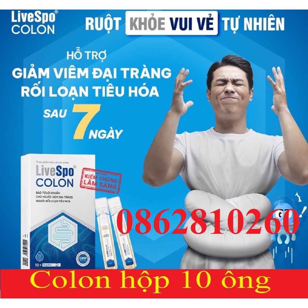 Men vi sinh LiveSpo Colon 30 tỷ bào tử lợi khuẩn cho người viêm đại tràng, táo bón tiêu chảy (Hộp 10 ống x 5ml)
