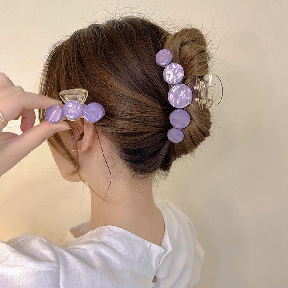 Kẹp Tóc Móng Vuốt Bằng Nhựa Họa Tiết Bầu Trời Sao / Cá Mập Màu Tím / Hoa Oải Hương