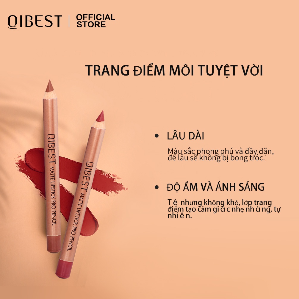 Chì Kẻ Viền Môi QIBEST L19012 Trang Điểm Dưỡng Ẩm 15 Màu Tùy Chọn