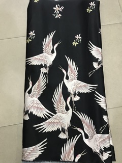 Vải lụa họa tiết hạc