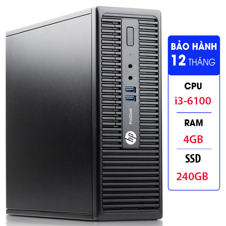 Case máy tính đồng bộ HP ProDesk 400G3 SFF, cpu core i3-6100, ram 4GB, SSD 240GB, Tặng USB thu Wifi