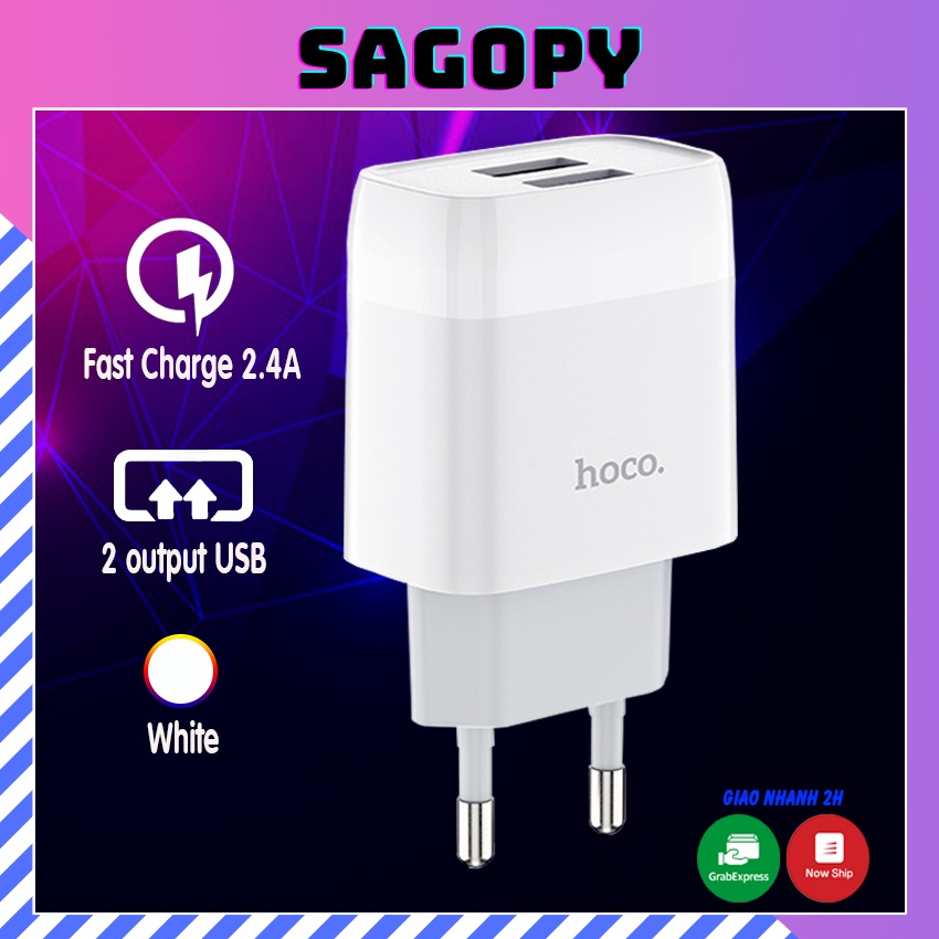 Củ sạc nhanh HOCO C73A (5V-2.4A), cốc sạc nhanh cho điện thoại Lightning, Samsung type c, micro usb android chính hãng