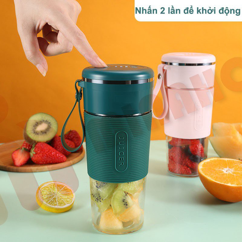 Máy xay sinh tố cầm tay mini - Máy xay sinh tố 6 lưỡi bình thủy tinh Minaho