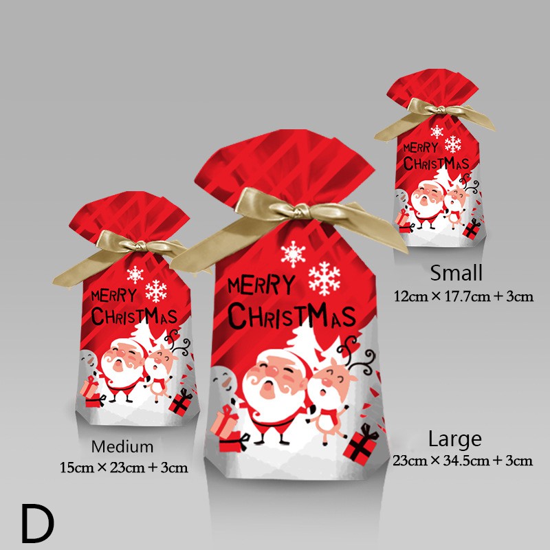Set 50 Túi Đựng Bánh Kẹo Họa Tiết Giáng Sinh Dễ Thương
