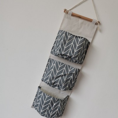 Túi giỏ vải bố đựng đồ treo tường treo đồ vintage 3 ngăn đựng đồ decor trang trí nhà cửa