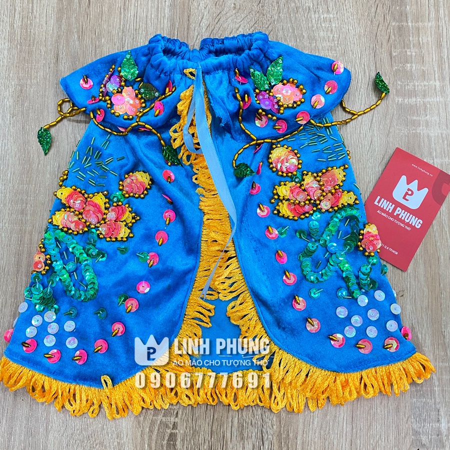 Áo choàng Quan Âm vải nhung kết sen trúc - Size tượng: 30cm - 60cm, Mã: QAK