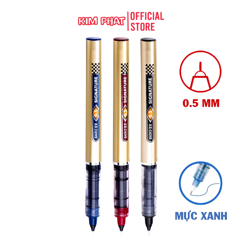 Bút bi nước BAOKE 0.5mm mực xanh lịch sự, sang trọng