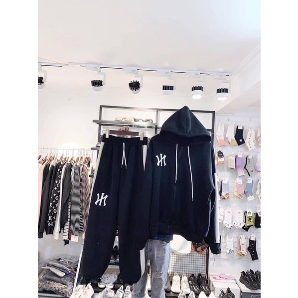 Set Nỉ nữ [FREESHIP] 🌸 Bộ đồ quần ống boom áo dài tay hoodie form rộng dành cho nữ Ulzzang 🌸 | BigBuy360 - bigbuy360.vn