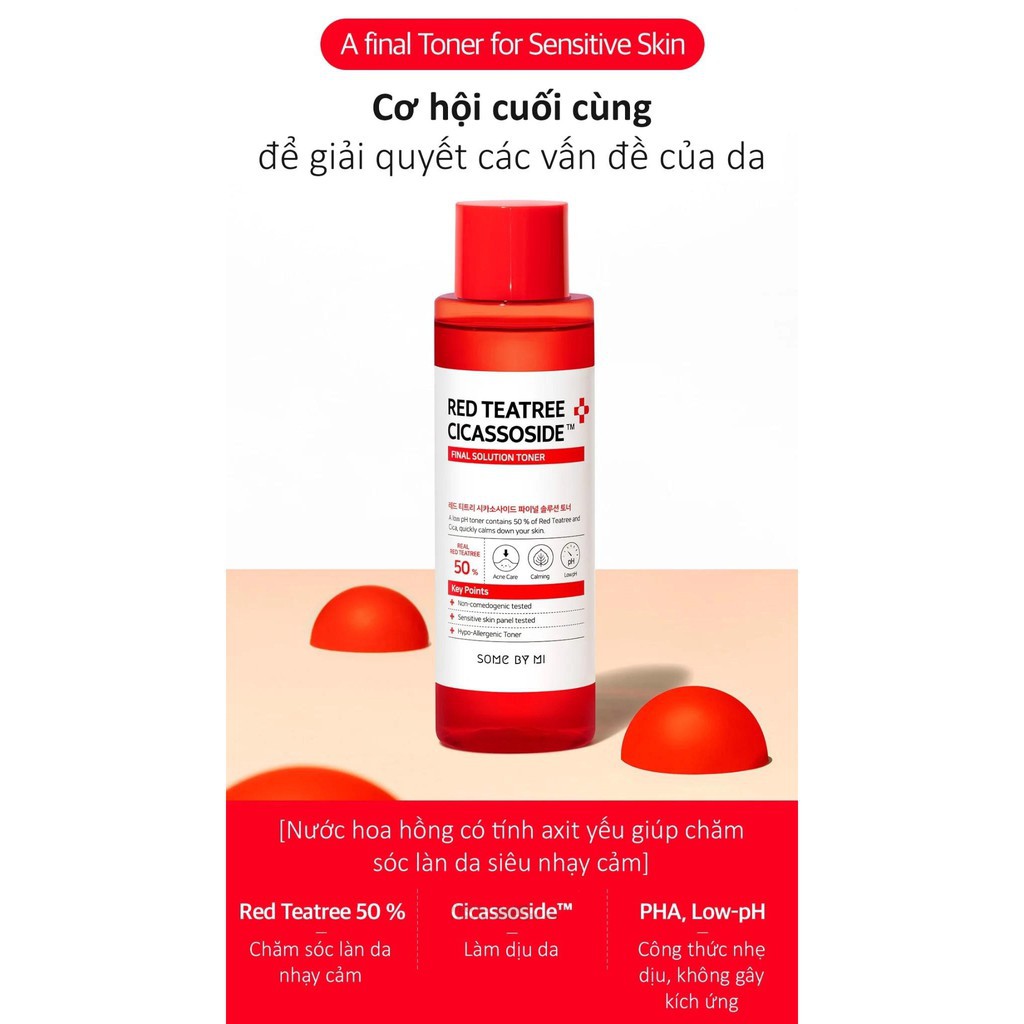 Nước Hoa Hồng Cho Da Siêu Nhạy Cảm Chiết Xuất Tràm Trà Đỏ Some By Mi Red Teatree Cicassoside Derma Solution Toner 150ml