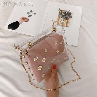 ☬♈2020 Fresh Fashion Mori Style Daisy Chain Bag Nữ Hợp Thời Trang Đơn Giản Phù Hợp Với Tất Cả Trận Đấu Túi Mẹ Trẻ Em Trong Suốt