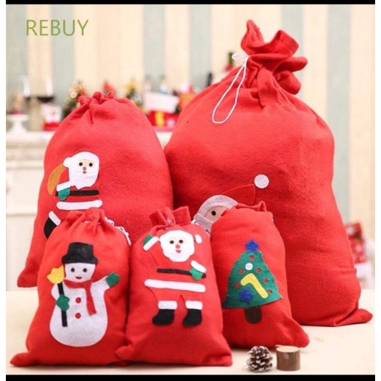 Túi noel dây rút size 20x30 cm