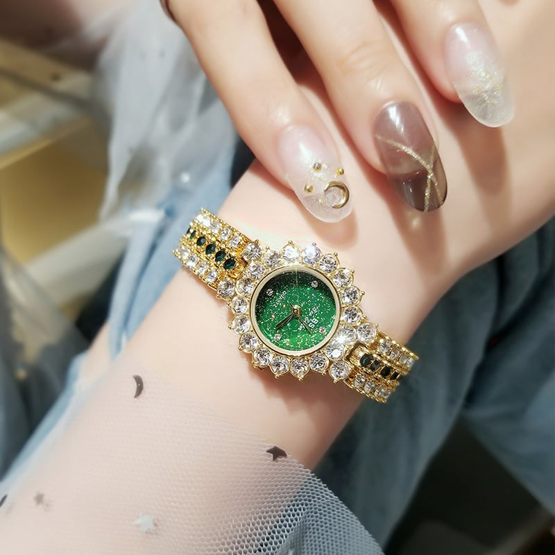 Đồng hồ nữ Bee Sister Korea viền đá xoay + tặng lắc tay cao cấp và pin cao cấp | BigBuy360 - bigbuy360.vn