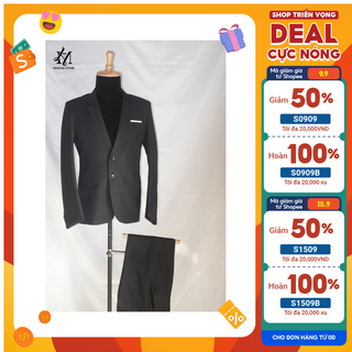 Bộ vest nam 2 nút form suông màu đen