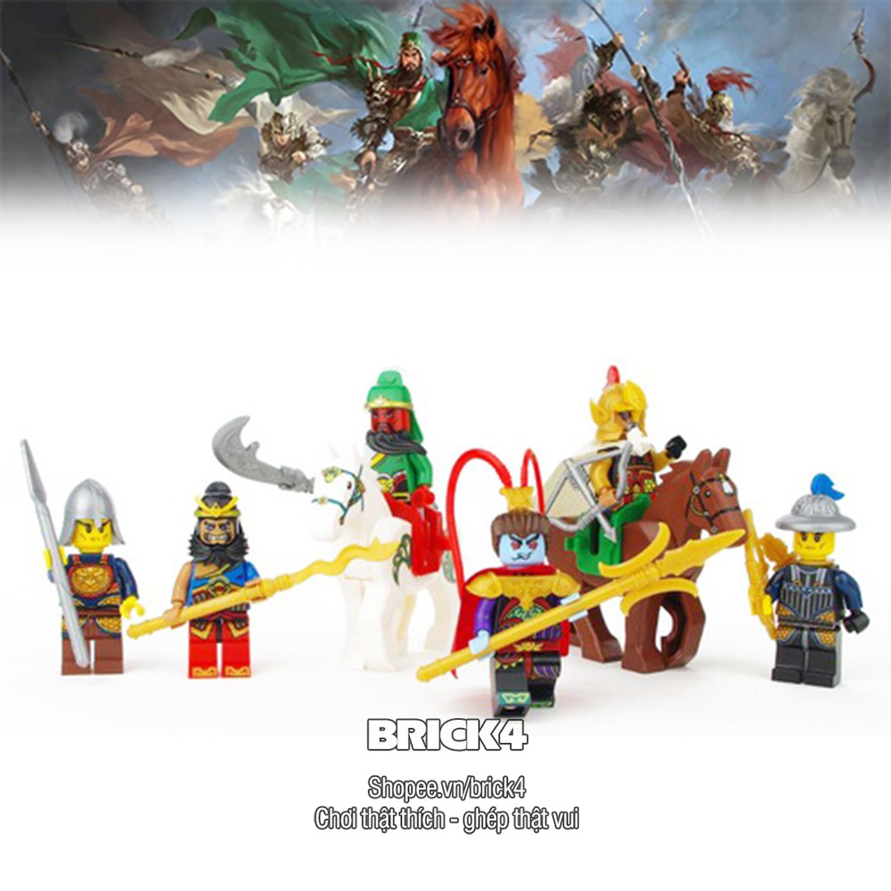 Minifigures tam quốc diễn nghĩa : Quan Vũ, Triệu Vân, Khổng Minh - đồ chơi mô hình lắp ghép non-lego