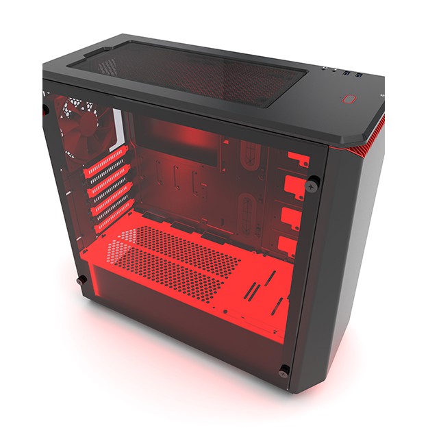 Phanteks Eclipse P400 Black/Red Tempered Glass - RGB Illumination Mid-Tower Case