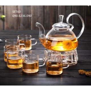 Bộ ấm chén pha trà thủy tinh zeno SET60