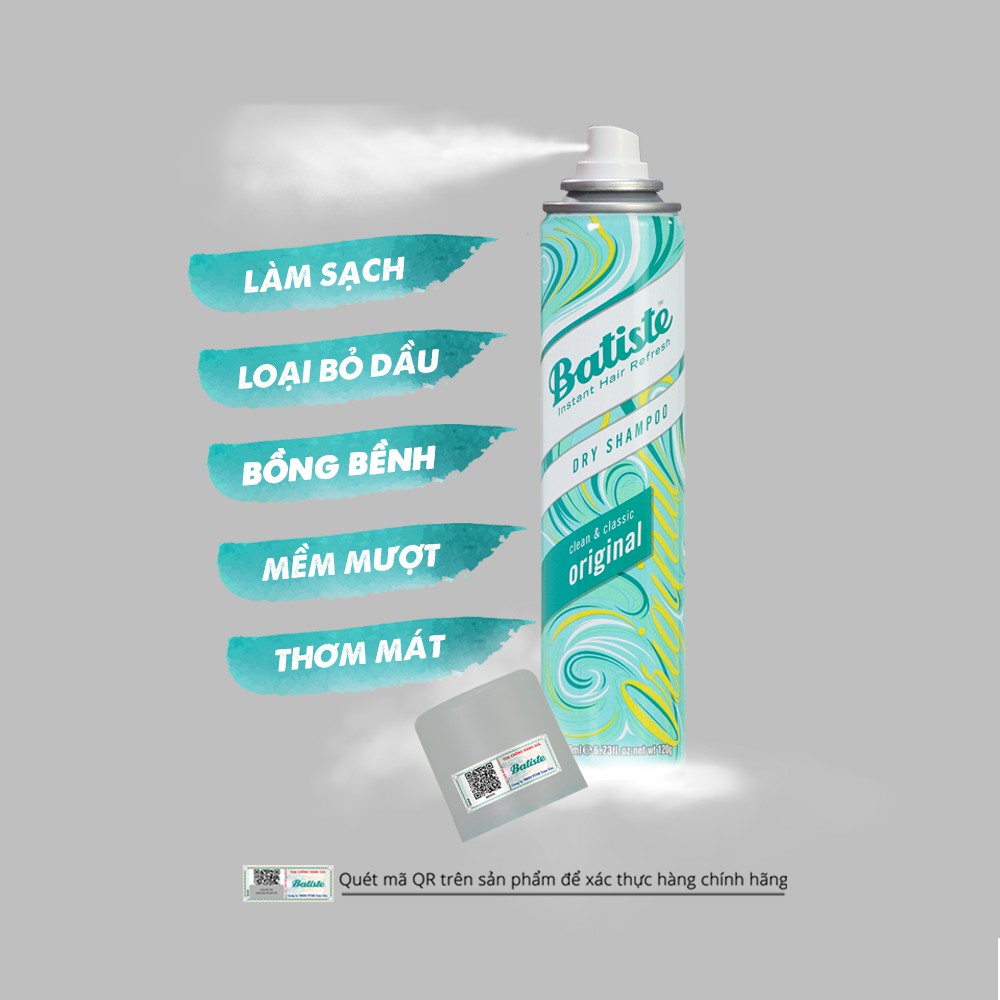 [TẶNG KÈM FEMFRESH KHI MUA 2SP] Combo dầu gội khô Batiste đủ mùi hương 200ml