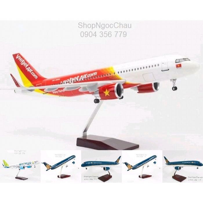 Mô hình máy bay tĩnh loại lớn 47cm có bánh xe và đèn led