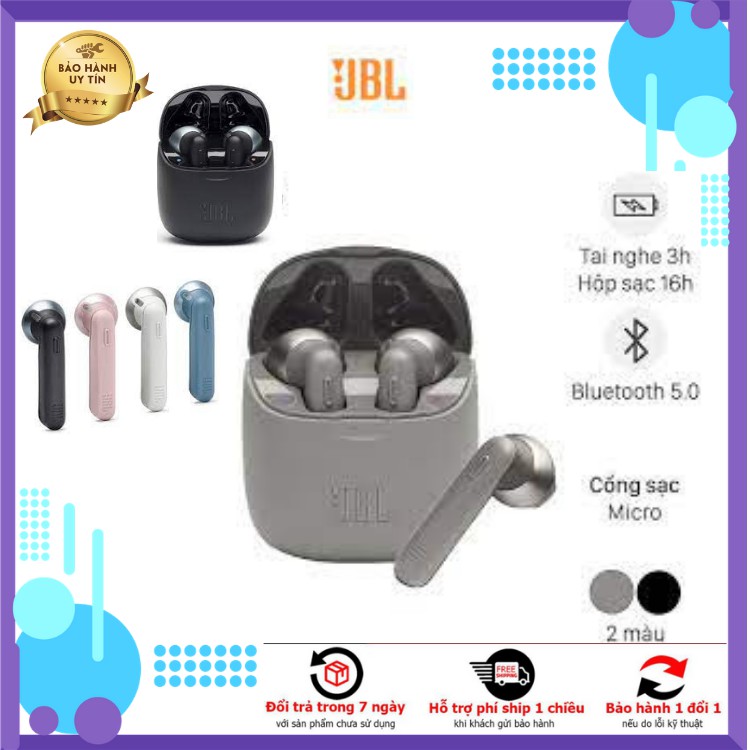 [ÂM THANH ĐỈNH] Tai Nghe Bluetooth JBL T220 Chip Âm Thanh Louda, Bass Hay - Thiết Kế Hiện Đại - BH 6 Tháng