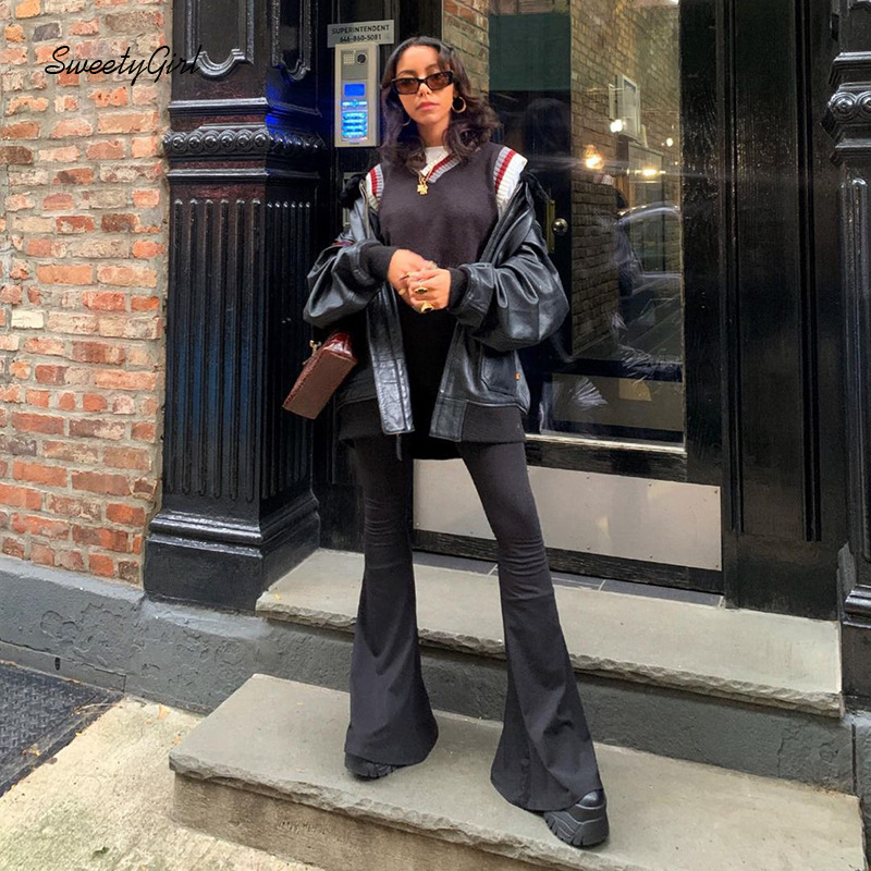 Quần Dài Ống Loe Màu Trơn Thời Trang Cho Nữ