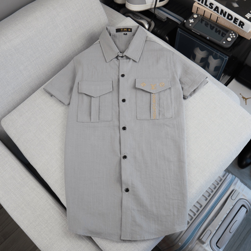 ÁO SƠ MI NAM CHẤT LIỆU ĐŨI LENIN  CAO CẤP  PHỐI TÚI THÊU HỌA TIẾT ĐẸP CÓ 5 MÀU TƯƠI SÁNG