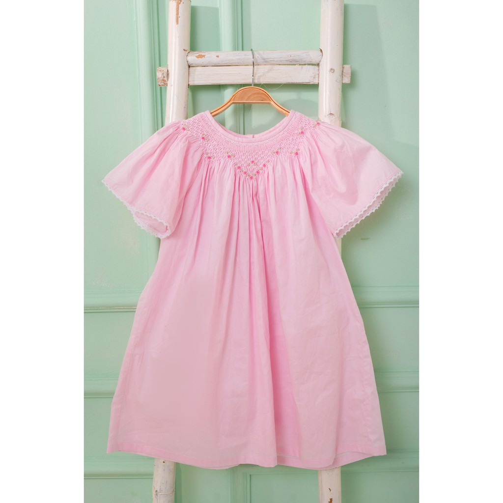 [LITTLE PINK] FANNY SMOCKED DRESS - Váy bé gái thêu tay smock hồng nhạt