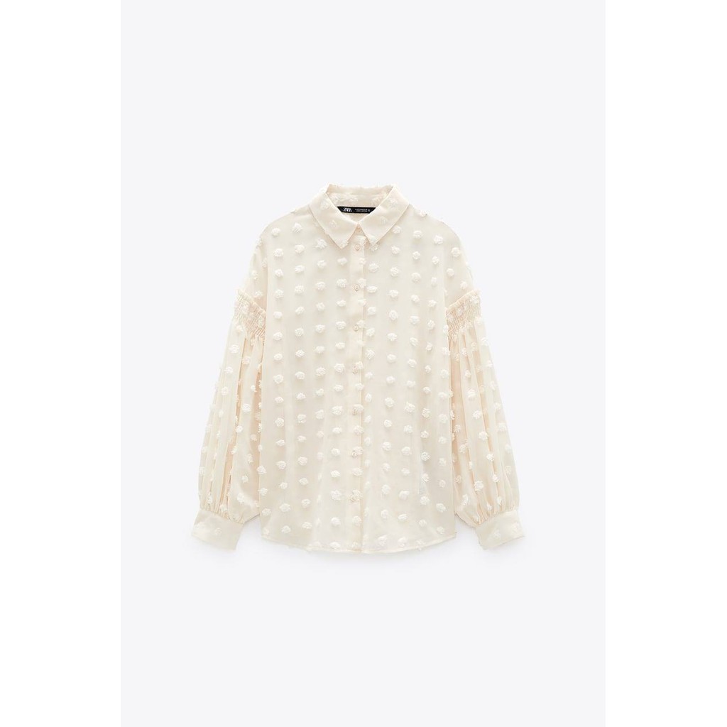 Áo sơ mi pompom dáng rộng Zara Auth New tag có sẵn 2157/222 2157222