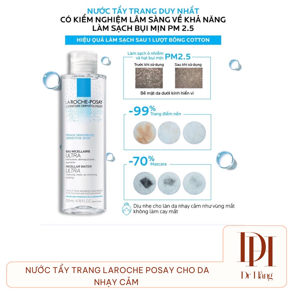 Nước tẩy trang Laroche Posay Micellar Water  cho da nhạy cảm 200ml, 400ml , lrp trắng