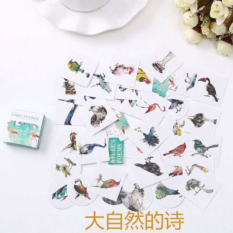 Set 40 Miếng Dán Hoạt Hình Mini Trang Trí Album Ảnh/Sổ Tay