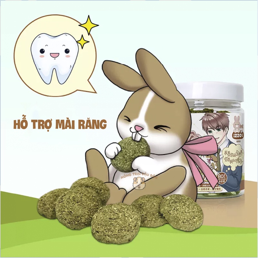Bánh Cỏ Thảo Mộc Izzo Cho Thỏ, Bọ Ú, Chinchilla 80g - IZ03