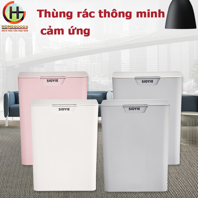 Thùng rác cảm ứng thông minh Sioyie cảm ứng nhạy chỉ trong 0.2s dung tích 16L tặng kèm túi đựng rác tặng kèm pin