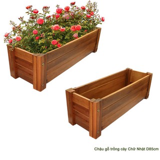 Chậu gỗ trồng cây Chữ nhật chịu nước tốt D40cmxR16cmxC16cm