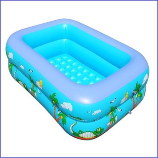 Bể tắm - Phao hơi hình chữ nhật 120x85x35cm chất nhựa PVC dày đẹp, kích thước rộng cho bé thỏa thích vừa tắm vừa chơi