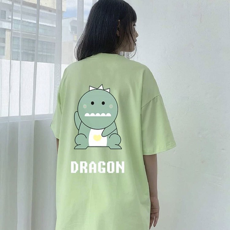 ÁO THUN KHỦNG LONG DRAGON. Áo thun tay lỡ form rộng Unisex 38-65kg Nam Nữ  [VIDEO + ẢNH THẬT]