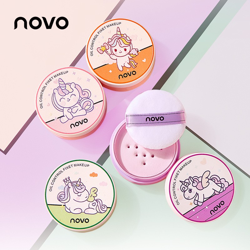Phấn phủ bột PINKYFOCUS Bear Rabbit Party kiềm dầu mịn nhẹ tự nhiên NOVO Oil Control Fixet Makeup NOVO40 PKFC05
