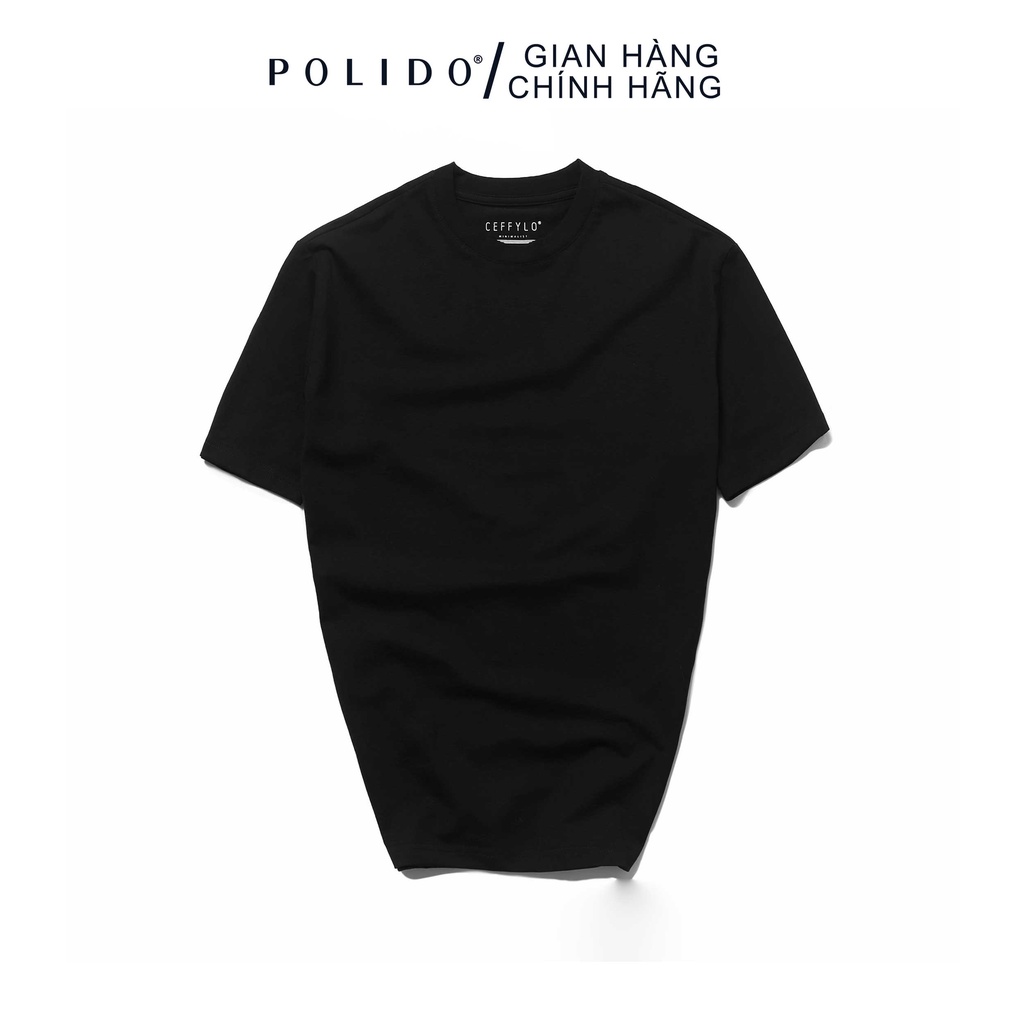Áo Phông Cộc Tay Nam CEFFYLO Màu Đen Chất Cotton Phong Cách Basic