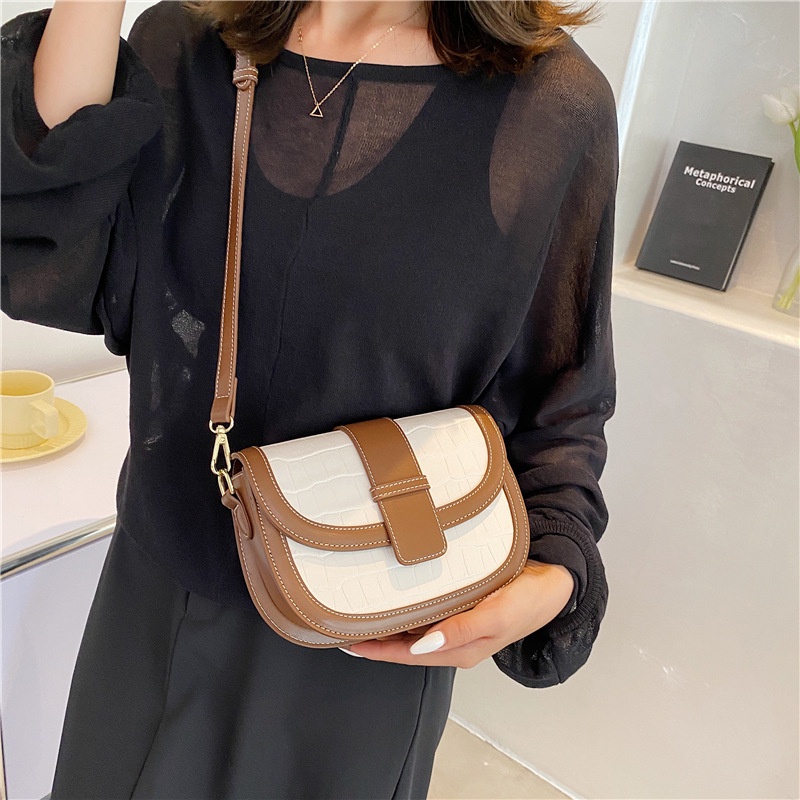 Túi đeo vai/kẹp nách IELGY hình bán nguyệt nhỏ phong cách phương Tây thời trang mùa thu thanh lịch cho nữ