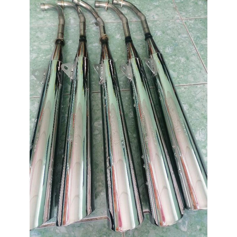 Pô xe máy Wave móc hơi cổ inox khắc chữ gosi